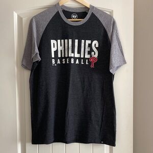47 Brand Phillies Black and Gray Raglan Tee